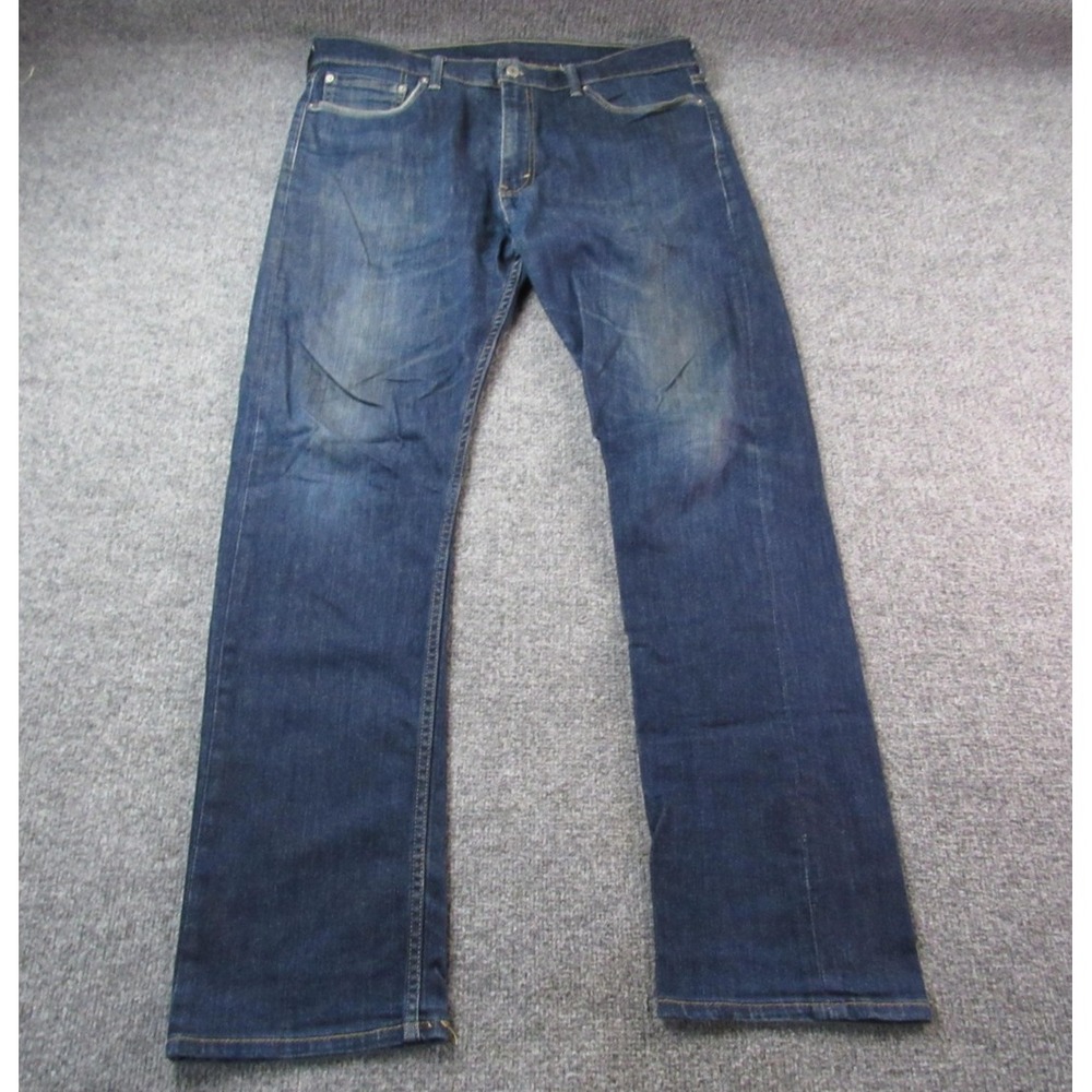 Levis 513 Jeans Mens 36x34 Blue Slim Straight Stretch Denim Dark Wash‎ Classic
